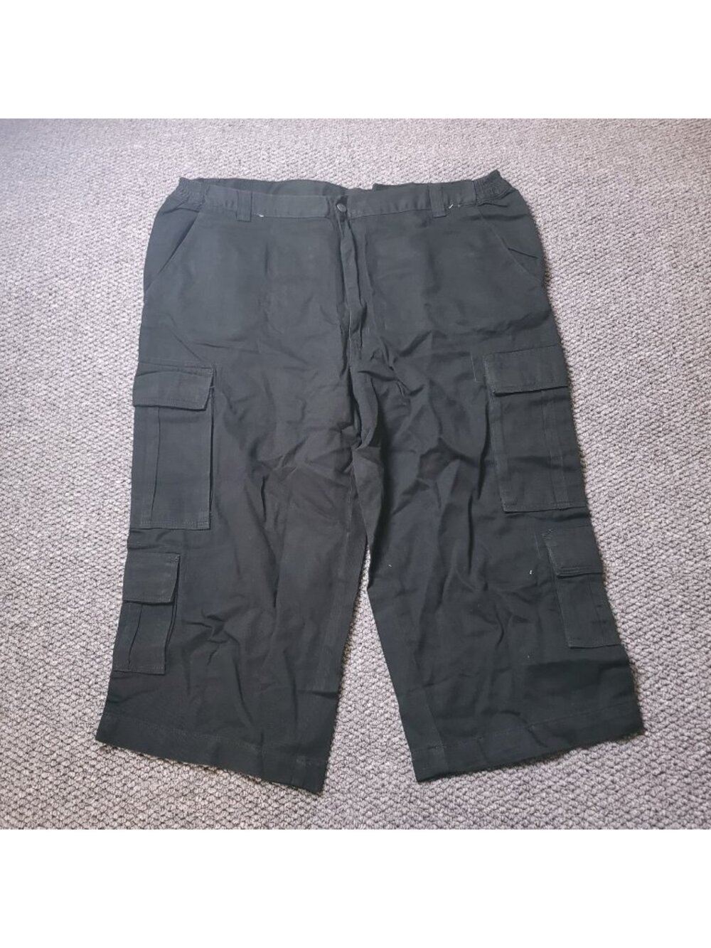 KingSize Cargo Long Shorts Mens 38 Big Tall Khaki Elastic LL Chino y2K Black